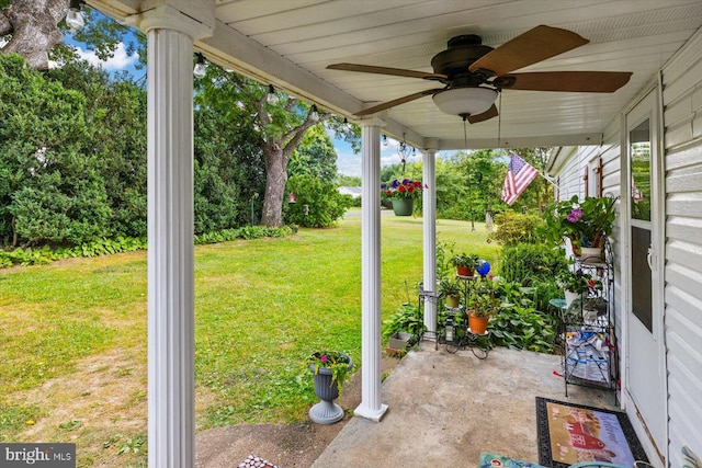 view of patio with ceiling fan