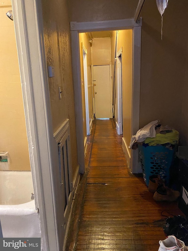 hallway featuring dark hardwood / wood-style floors