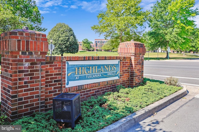 view of community sign