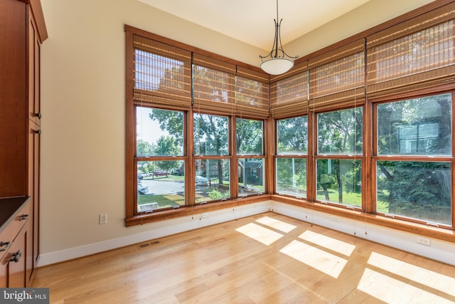 view of unfurnished sunroom