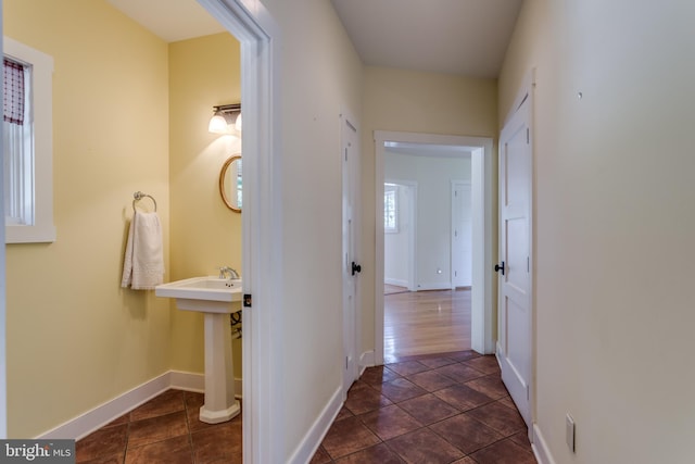 hall featuring dark hardwood / wood-style flooring