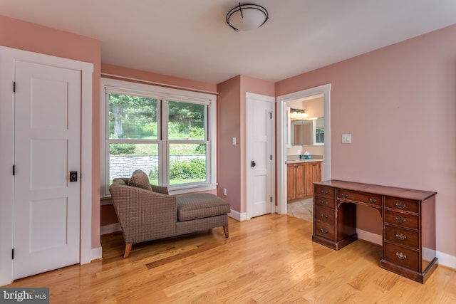 living area featuring light hardwood / wood-style flooring