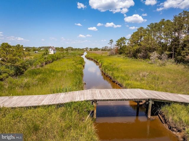 view of dock featuring a water view