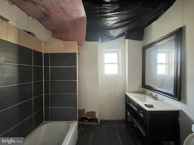 bathroom with vanity and tile patterned floors