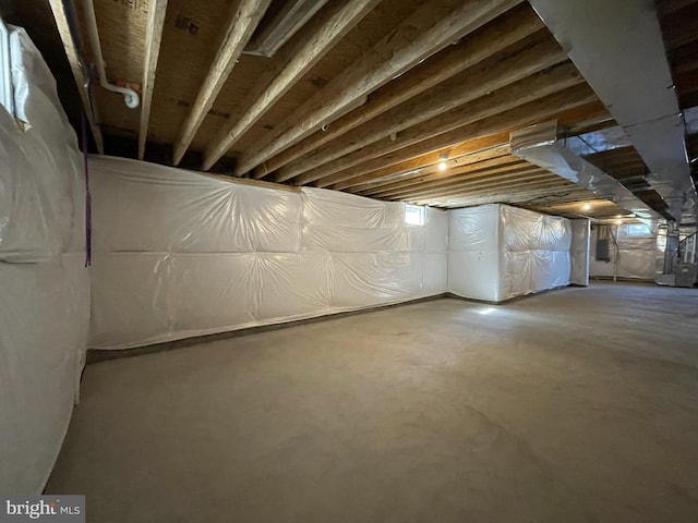 basement with heating unit