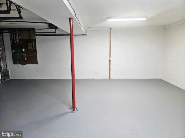 basement with electric panel