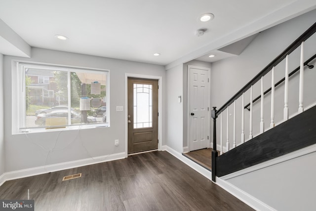 foyer featuring dark hardwood / wood-style flooring