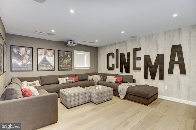 living room featuring light hardwood / wood-style flooring