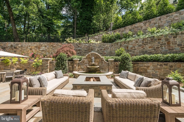 view of patio with an outdoor hangout area