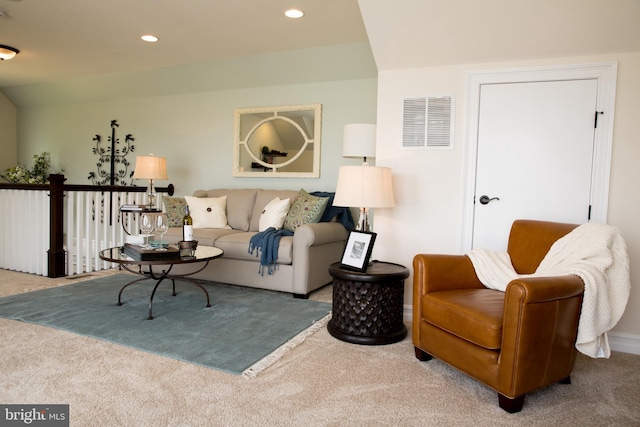 living room featuring carpet floors