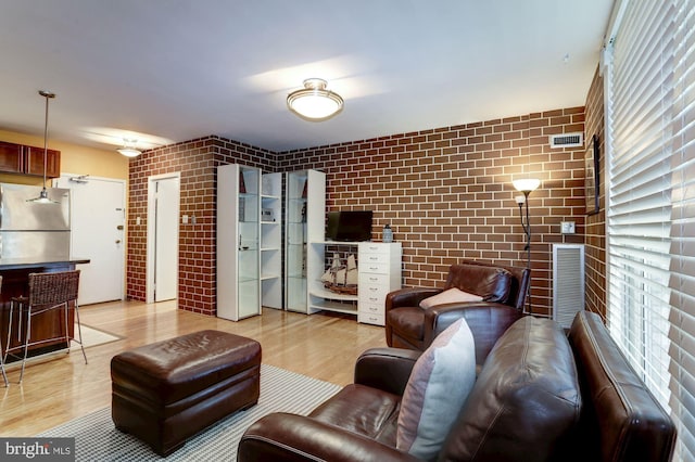 living room with light wood-type flooring