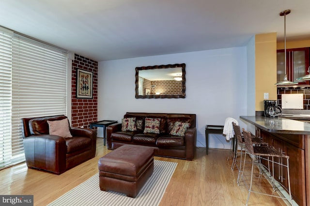 living room with light wood-type flooring