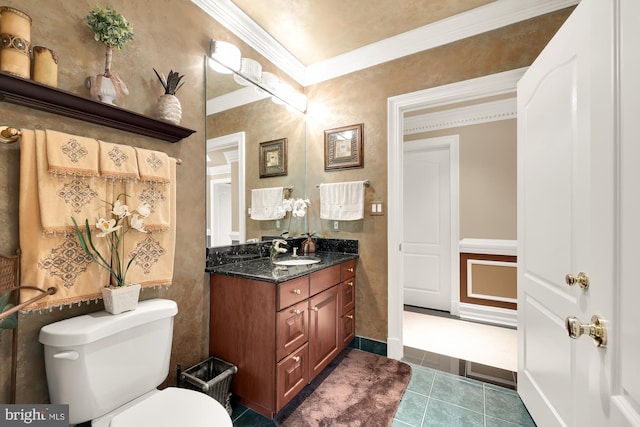 14950 Kelley Farm, Darnestown, MD 20874 - bathroom with vanity, ornamental molding, and tile patterned flooring