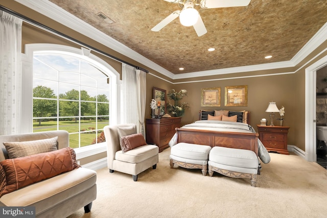 14950 Kelley Farm, Darnestown, MD 20874 - carpeted bedroom featuring crown molding, a ceiling fan, and recessed lighting