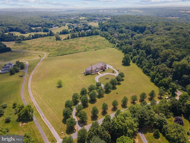 bird's eye view featuring a rural view