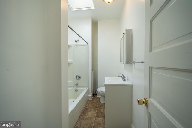 full bathroom with vanity, shower / tub combination, toilet, and tile patterned flooring