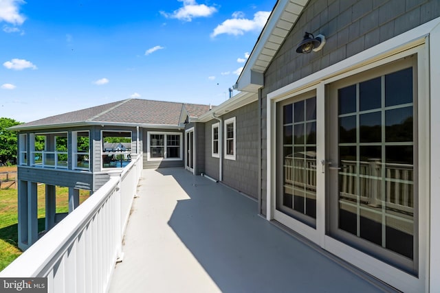 view of patio with a balcony