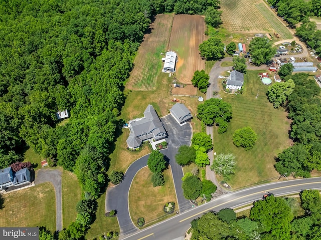 aerial view with a rural view