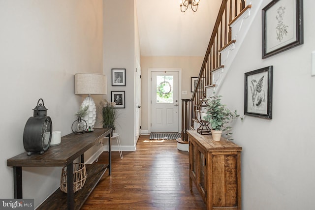 entrance foyer featuring dark wood-type flooring