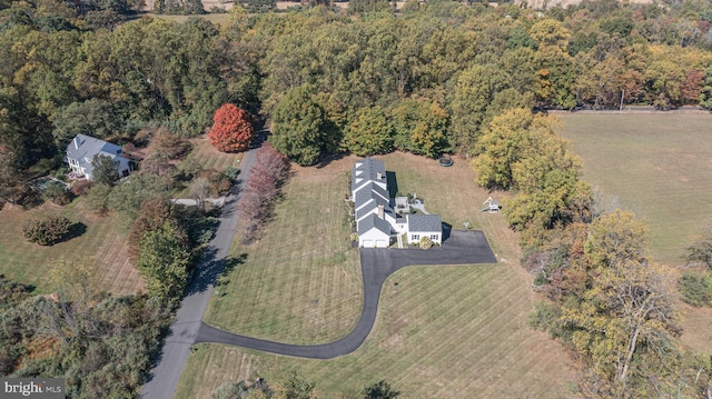 aerial view featuring a rural view