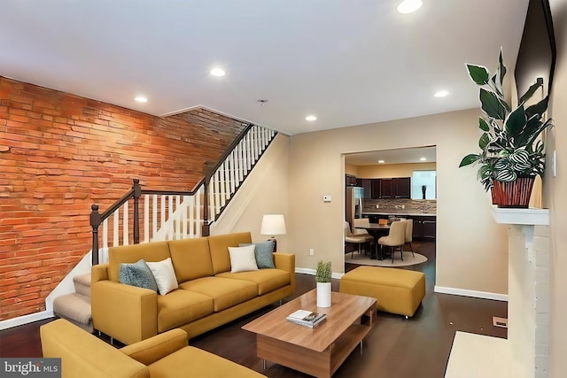 living room featuring dark hardwood / wood-style floors