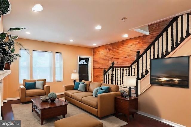 living room with hardwood / wood-style flooring