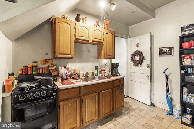 kitchen featuring gas stove and sink