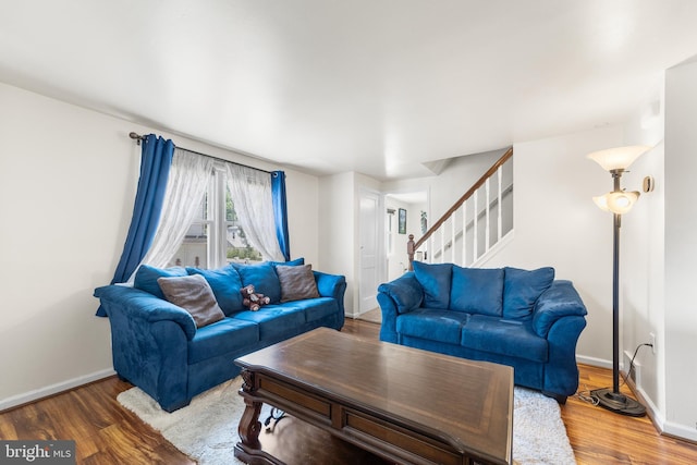 living room featuring wood-type flooring