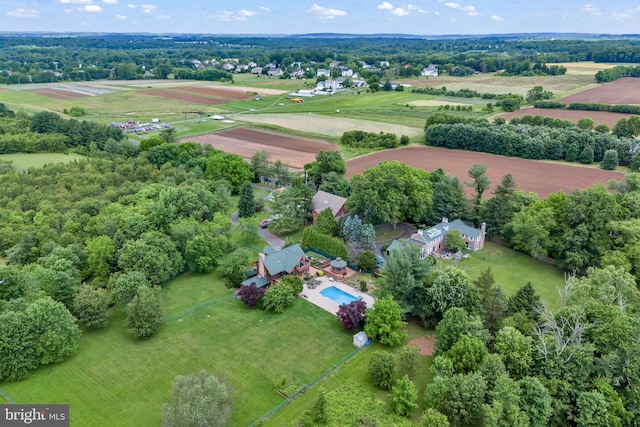 drone / aerial view with a rural view