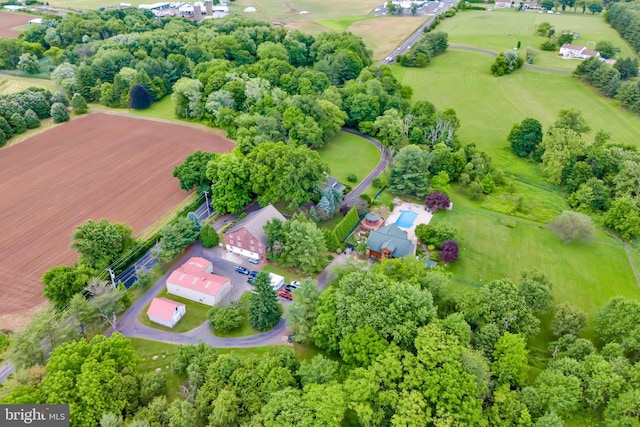 aerial view featuring a rural view