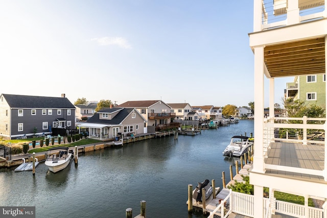 property view of water featuring a dock