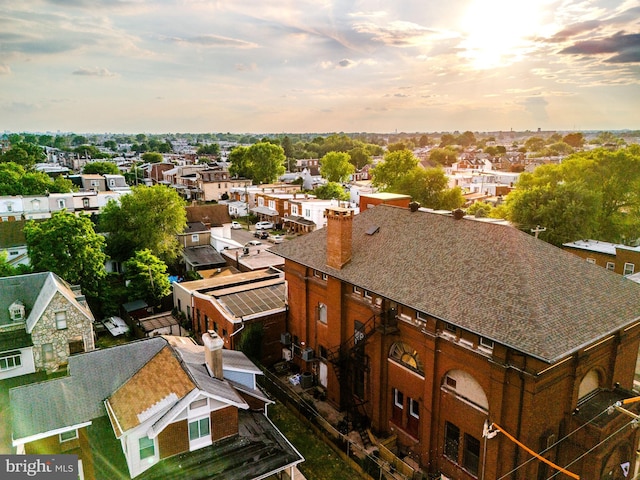 view of aerial view at dusk