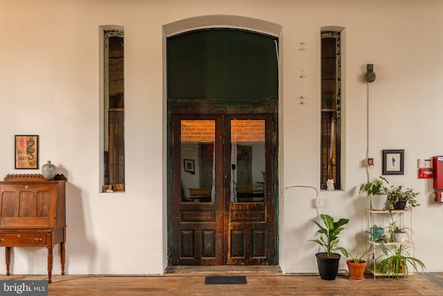 property entrance with french doors