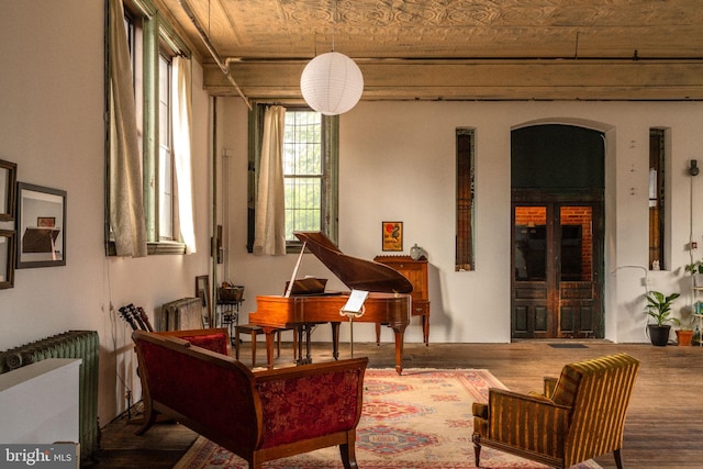 sitting room with hardwood / wood-style floors