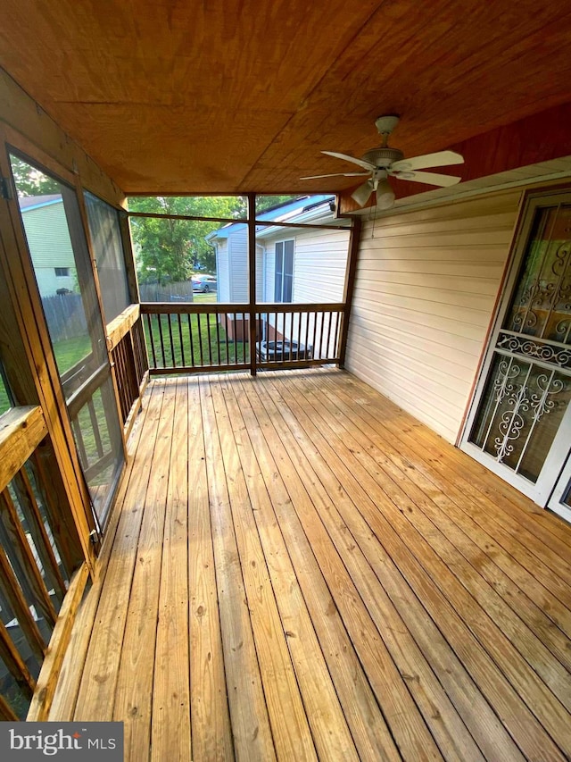 7200 Havre Turn Turn, Upper Marlboro, MD 20772 - wooden terrace featuring a storage shed and a ceiling fan