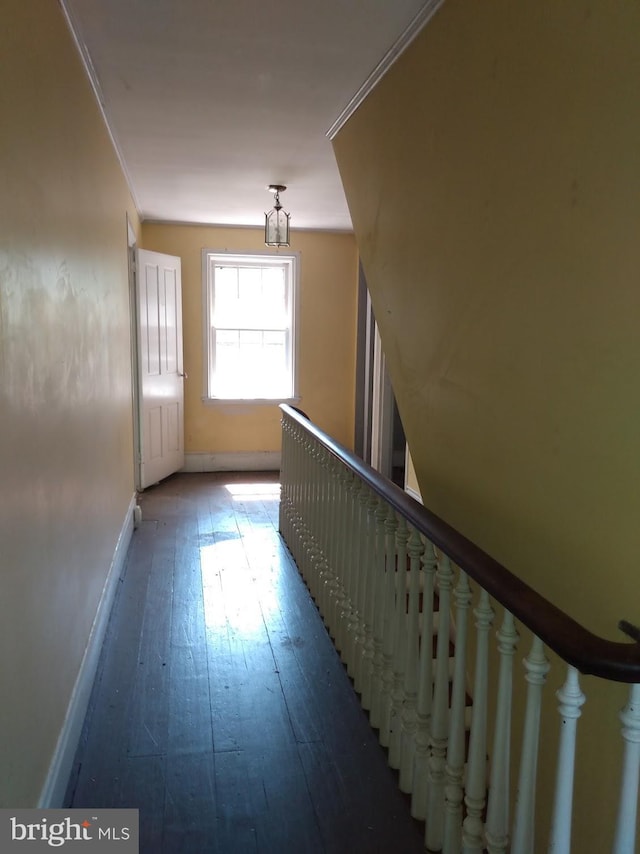 61AND63 Dune Dr, North East, MD 21901 - hallway with stairway, crown molding, baseboards, and wood finished floors