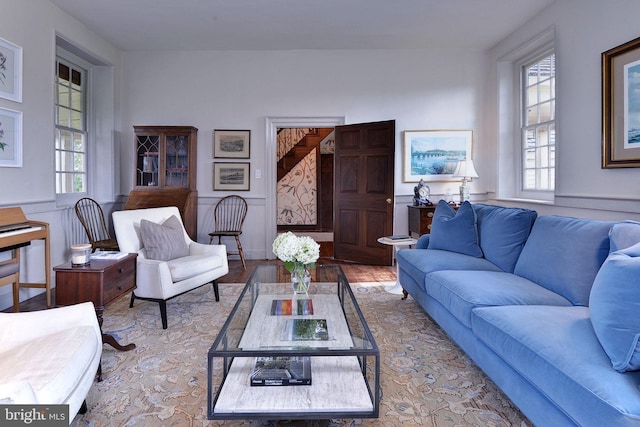 living room featuring light hardwood / wood-style floors