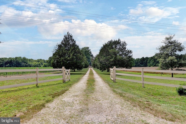 view of street with a rural view