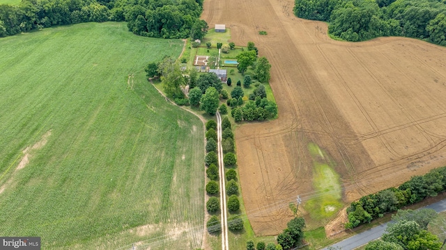 drone / aerial view with a rural view