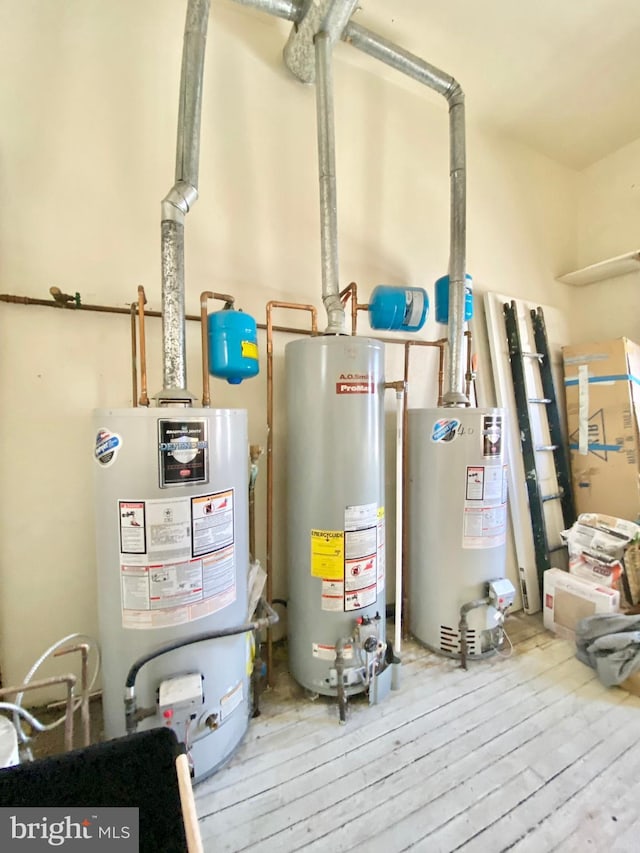 utility room featuring gas water heater