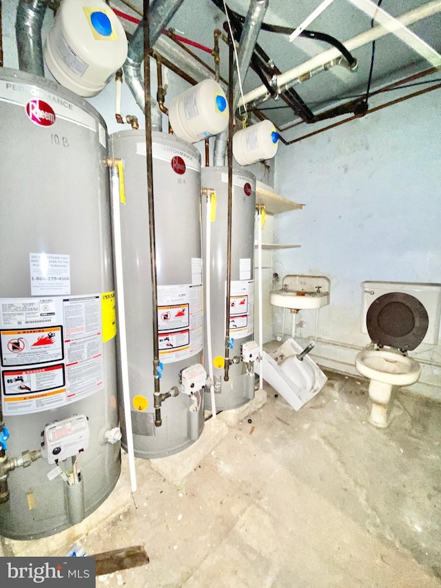 utility room with water heater