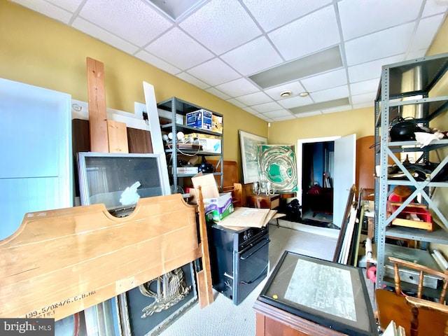 office featuring a paneled ceiling