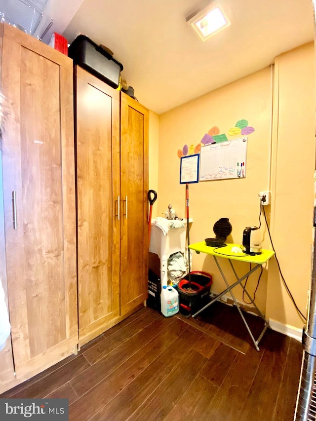 office area with wood-type flooring