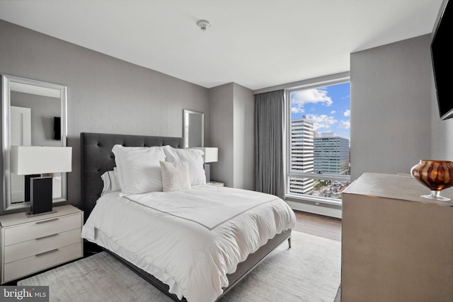 bedroom with light hardwood / wood-style floors