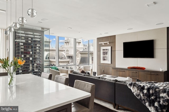 living room featuring expansive windows