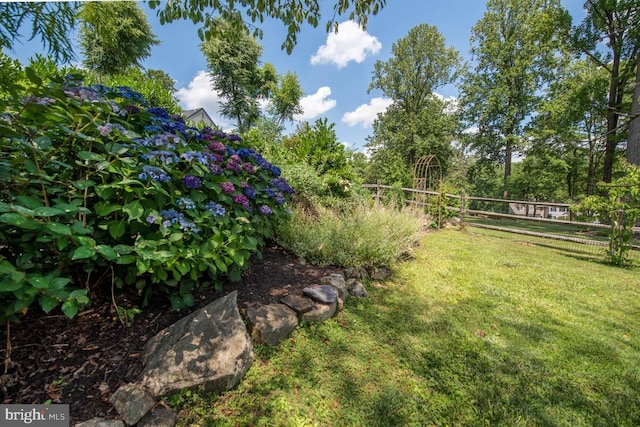 view of yard featuring fence