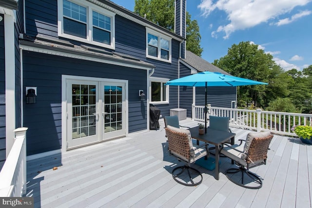 wooden terrace with french doors