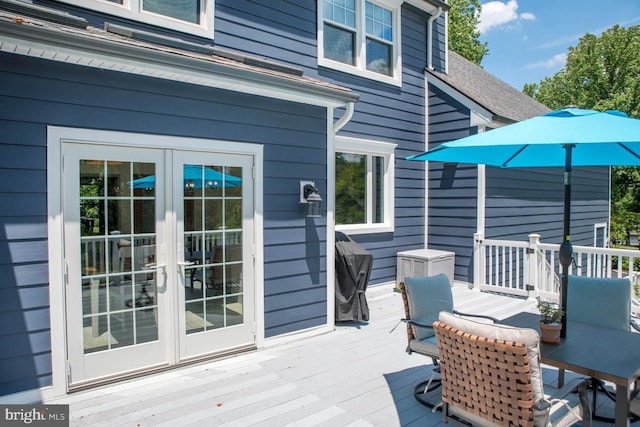 wooden deck with french doors