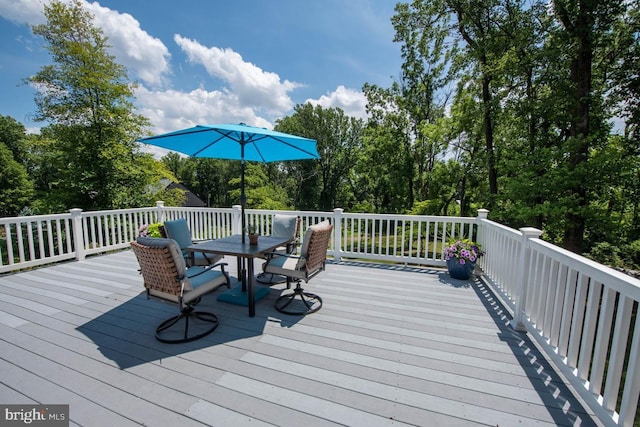 wooden deck featuring outdoor dining space