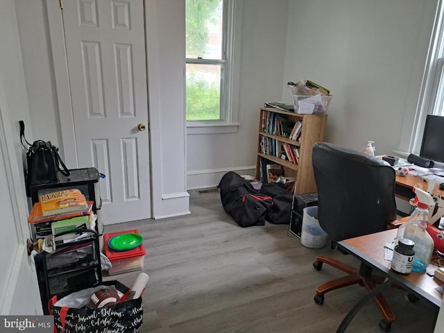 office space featuring light hardwood / wood-style floors